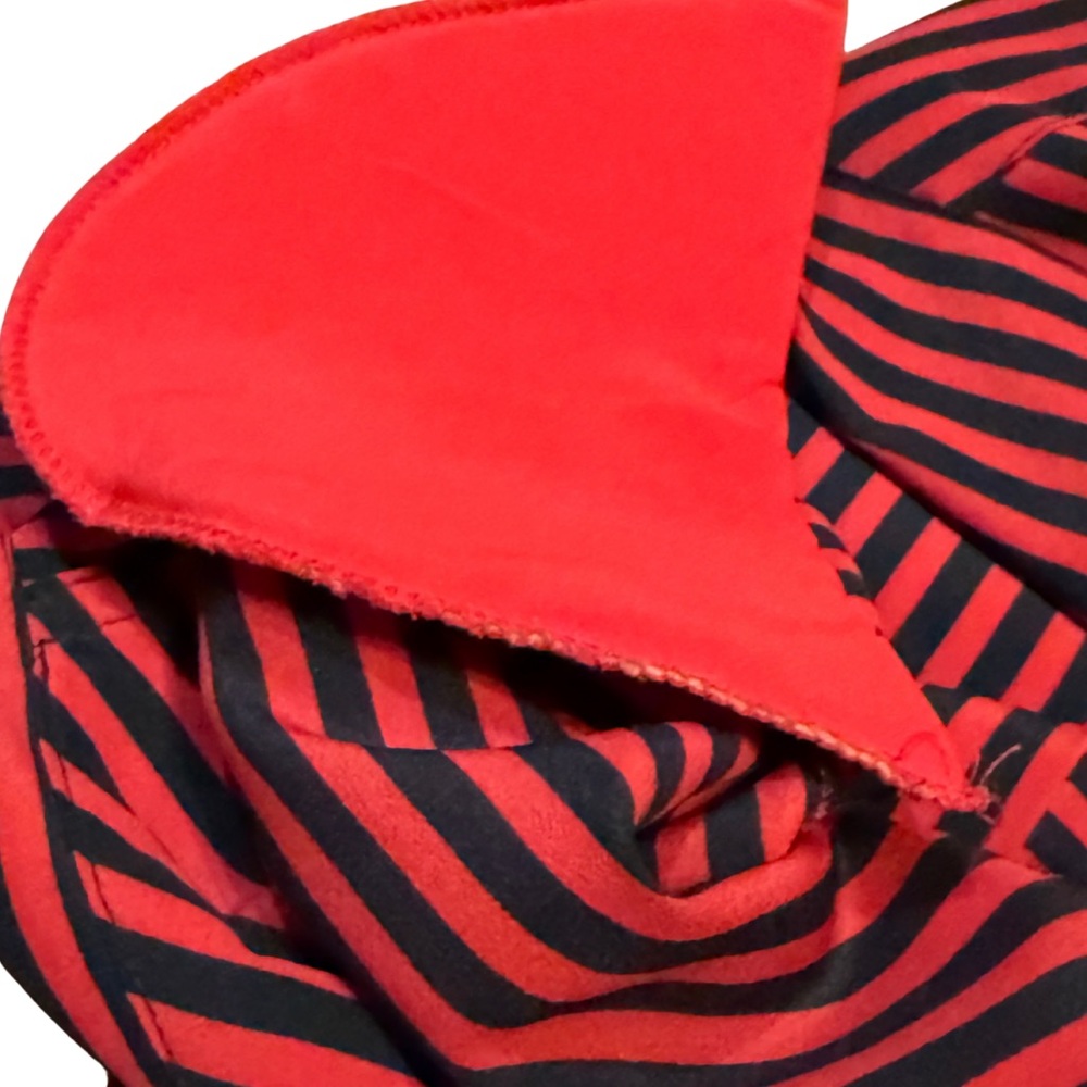 Vintage 80s 90s Sellecca Red Black Striped Button Up Shirt Shoulder Pads M - Picture 6 of 9
